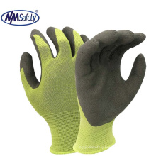 NMSAFETY 13 gauge green polyester liner coated with foam latex on palm work gloves EN388 2016  2131X